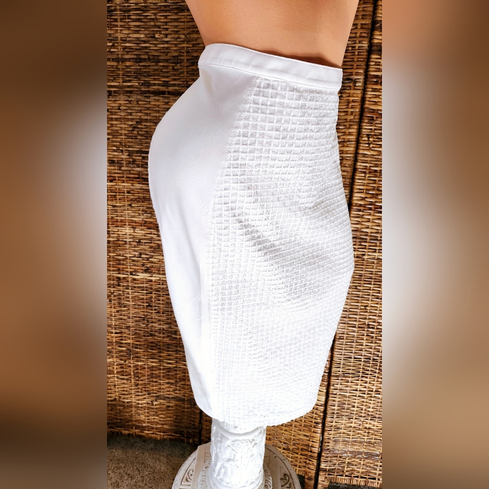 Bright White 7th Avenue NYCo Mesh High Waist Stretchy Work Business Skirt Sz M 8